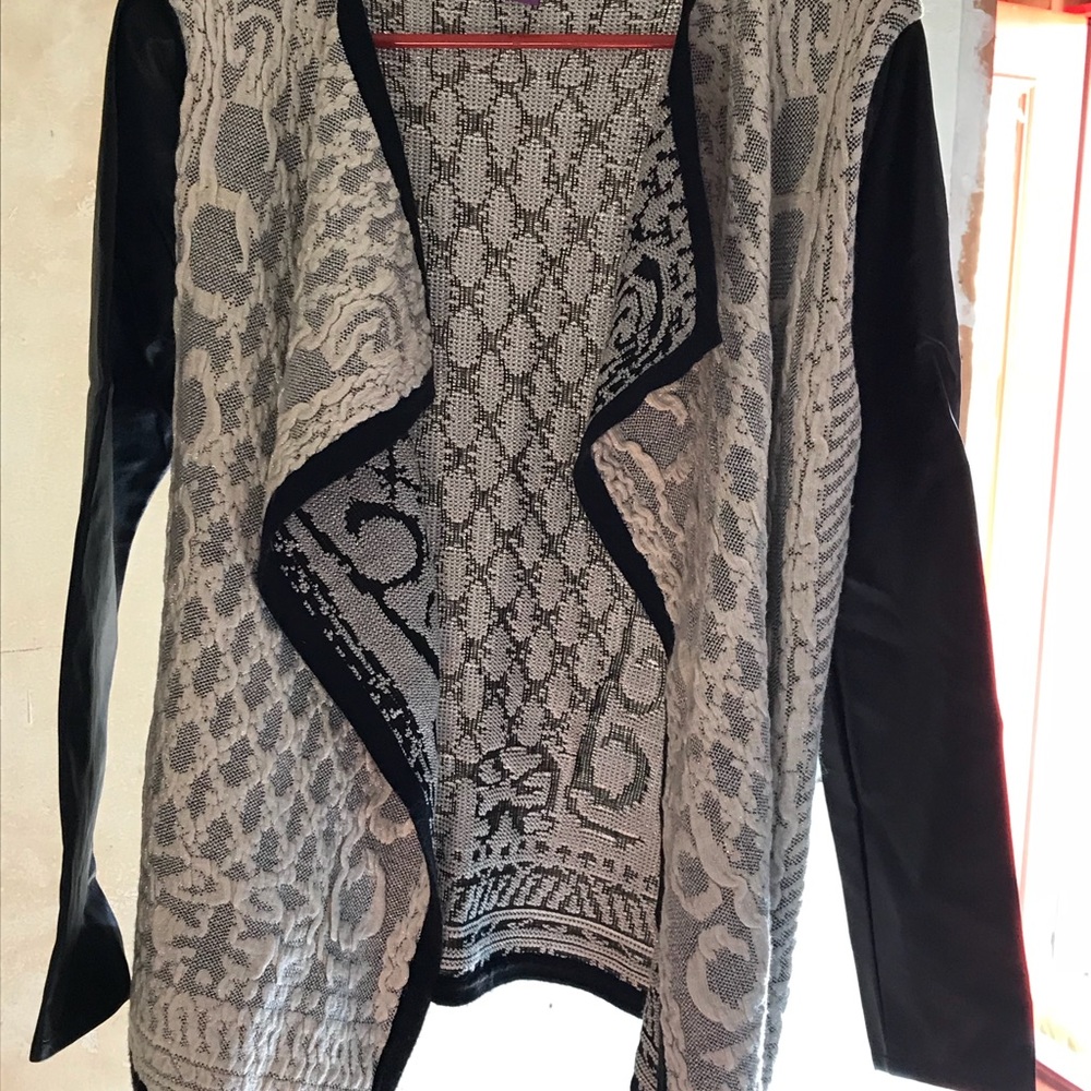Great Cardigan sweater sparkles and leather!